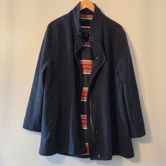 Pendleton Vintage Logan Wool Fall Winter Mid Length Women's Coat Dark Gray XXL - Picture 6 of 14